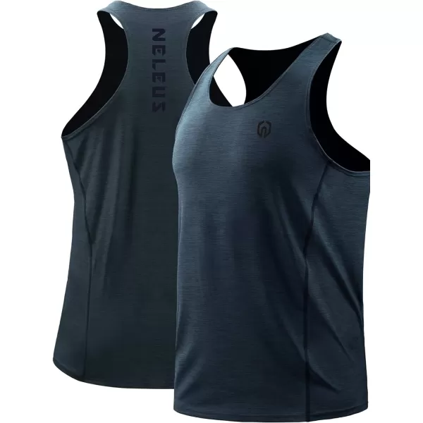 NELEUS Mens 3 Pack Running Tank Top Dry Fit YBack Athletic Workout Tank Tops5069 Grey BlackSlate GrayNavy3 Pack