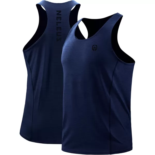 NELEUS Mens 3 Pack Running Tank Top Dry Fit YBack Athletic Workout Tank Tops5069 NavyLight GreyLight Green3 Pack