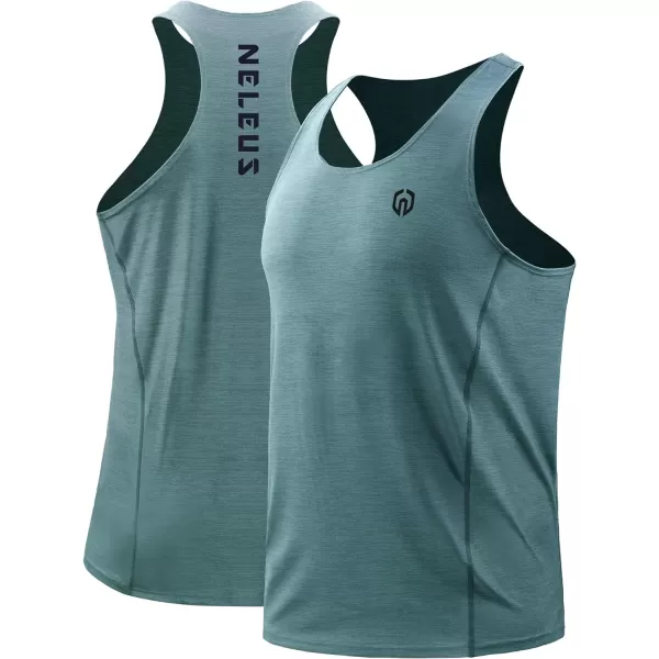 NELEUS Mens 3 Pack Running Tank Top Dry Fit YBack Athletic Workout Tank Tops5069 NavyLight GreyLight Green3 Pack