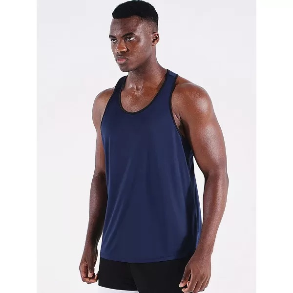 NELEUS Mens 3 Pack Running Tank Top Dry Fit YBack Athletic Workout Tank Tops5097 BlackGreyNavy Blue3 Pack