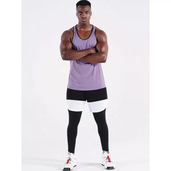 NELEUS Mens 3 Pack Running Tank Top Dry Fit YBack Athletic Workout Tank Tops5097 PurplePinkWhite3 Pack