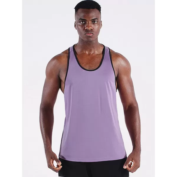 NELEUS Mens 3 Pack Running Tank Top Dry Fit YBack Athletic Workout Tank Tops5097 PurplePinkWhite3 Pack