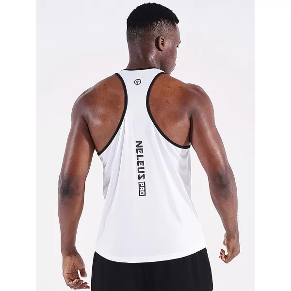 NELEUS Mens 3 Pack Running Tank Top Dry Fit YBack Athletic Workout Tank Tops5097 WhiteWhiteWhite3 Pack