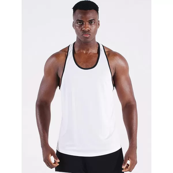 NELEUS Mens 3 Pack Running Tank Top Dry Fit YBack Athletic Workout Tank Tops5097 WhiteWhiteWhite3 Pack