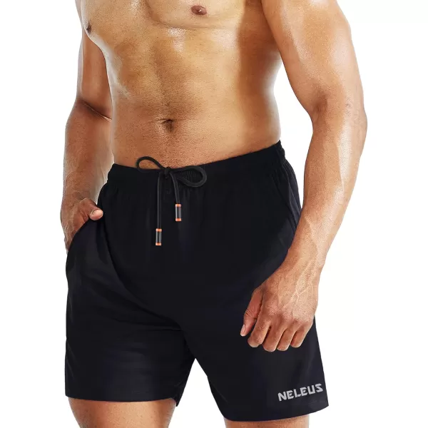 NELEUS Mens 7 inch Lightweight Workout Running Shorts with Pockets6058 2 Pack Blackgrey