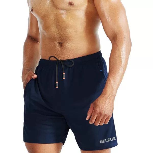 NELEUS Mens 7 inch Lightweight Workout Running Shorts with Pockets6058 2 Packblacknavy Blue