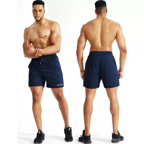 NELEUS Mens 7 inch Lightweight Workout Running Shorts with Pockets6058 2 Packblacknavy Blue