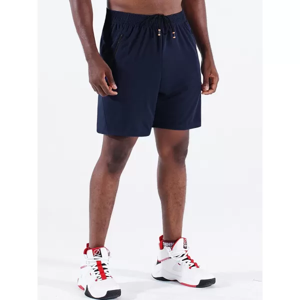 NELEUS Mens 7 inch Lightweight Workout Running Shorts with Pockets6083 3 PackblackGreyNavy Blue