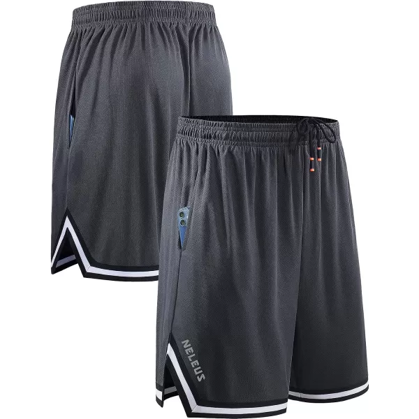 NELEUS Mens 7 inch Lightweight Workout Running Shorts with Pockets6085 3 PackblackGreyBlue