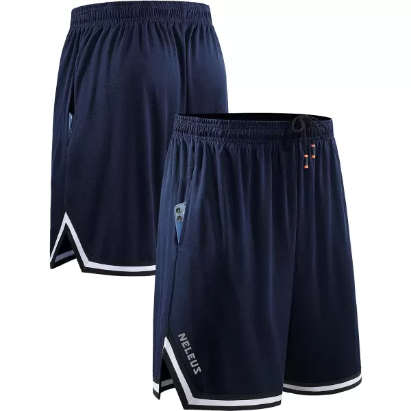 NELEUS Mens 7 inch Lightweight Workout Running Shorts with Pockets6085 3 PackblackGreyNavy Blue