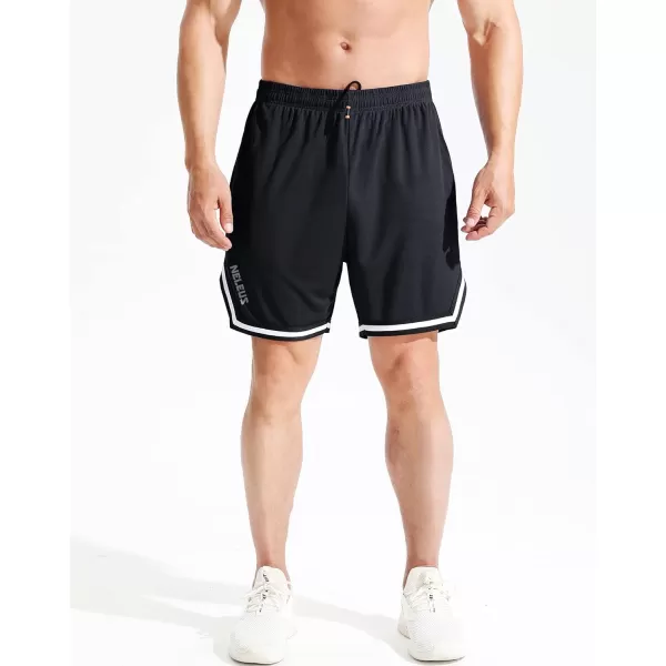 NELEUS Mens 7 inch Lightweight Workout Running Shorts with Pockets6085 3 PackblackGreyWhite