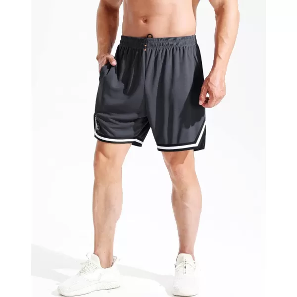 NELEUS Mens 7 inch Lightweight Workout Running Shorts with Pockets6085 3 PackblackGreyWhite