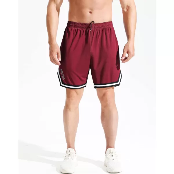 NELEUS Mens 7 inch Lightweight Workout Running Shorts with Pockets6085 3 PackblackNavyRed