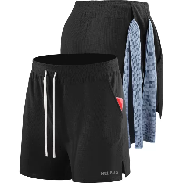 NELEUS Mens 7 inch Running Shorts Athletic Gym Workout Shorts with Pockets6112 BlackBlackBlack