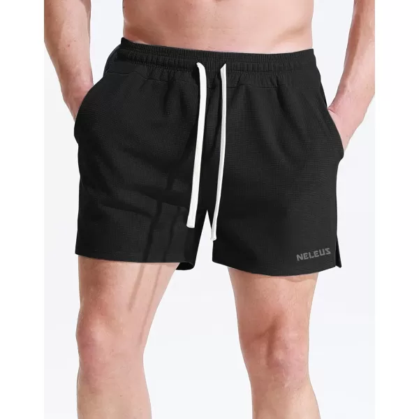 NELEUS Mens 7 inch Running Shorts Athletic Gym Workout Shorts with Pockets6112 BlackLight GreyOrange