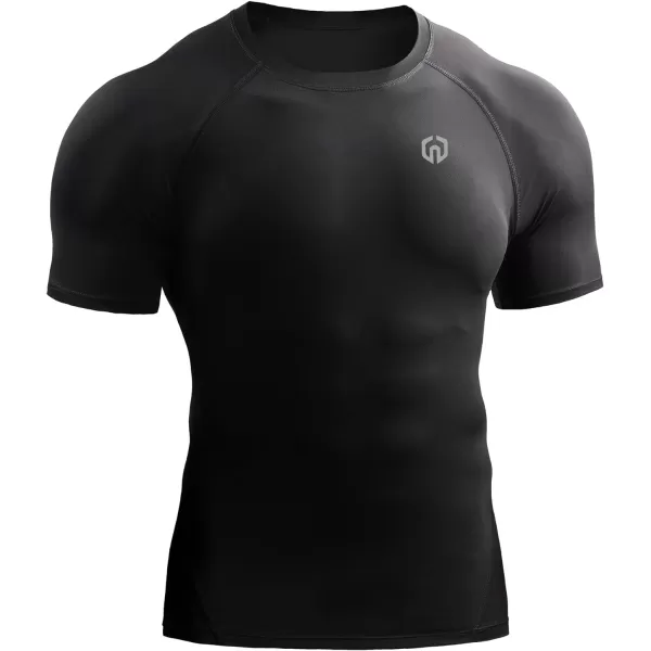 NELEUS Mens Compression Baselayer Athletic Workout T Shirts5022 BlackBlackBlack