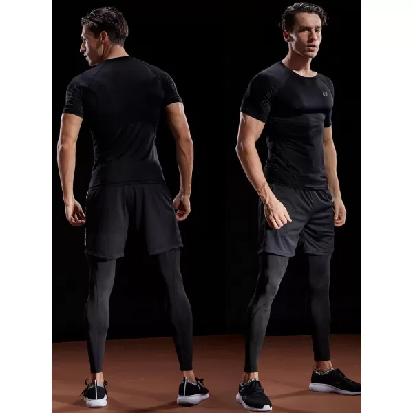 NELEUS Mens Compression Baselayer Athletic Workout T Shirts5022 BlackBlackgreyBlackred