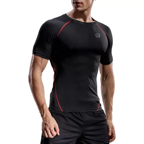 NELEUS Mens Compression Baselayer Athletic Workout T Shirts5022 BlackBlackredGrey