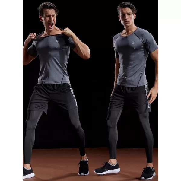 NELEUS Mens Compression Baselayer Athletic Workout T Shirts5022 BlackGreyNavy Blue