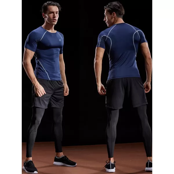 NELEUS Mens Compression Baselayer Athletic Workout T Shirts5022 BlackGreyNavy Blue