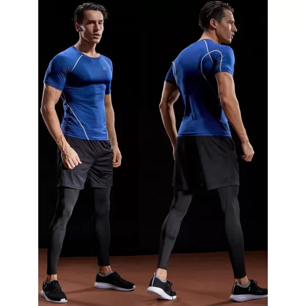 NELEUS Mens Compression Baselayer Athletic Workout T Shirts5022 BlackGreyRed