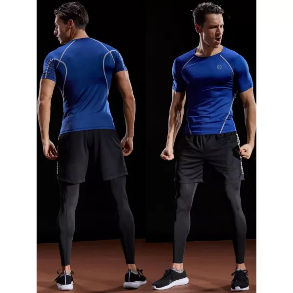 NELEUS Mens Compression Baselayer Athletic Workout T Shirts5022 BlackGreyRed