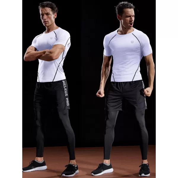 NELEUS Mens Compression Baselayer Athletic Workout T Shirts5022 BlackGreyWhite