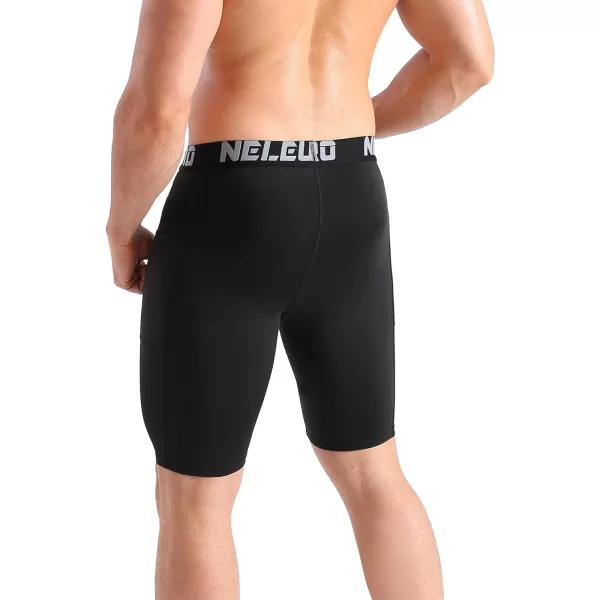 NELEUS Mens Compression Short with Pocket Dry Fit Yoga Running Shorts Pack of 36063 BlackBlackBlack 3 Pack