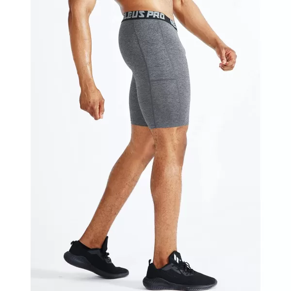 NELEUS Mens Compression Short with Pocket Dry Fit Yoga Running Shorts Pack of 36063 BlackGreyNavy Blue 3 Pack