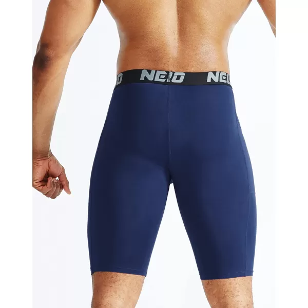 NELEUS Mens Compression Short with Pocket Dry Fit Yoga Running Shorts Pack of 36063 BlackGreyNavy Blue3 Pack