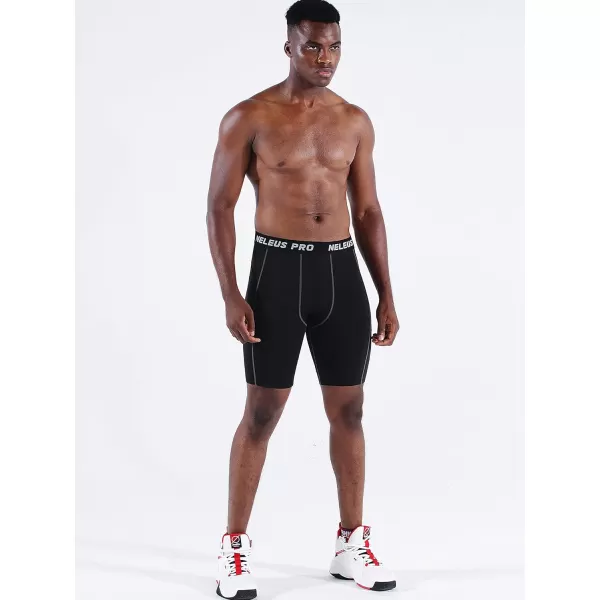 NELEUS Mens Compression Short with Pocket Dry Fit Yoga Running Shorts Pack of 36081 BlackBlackBlack 3 Pack