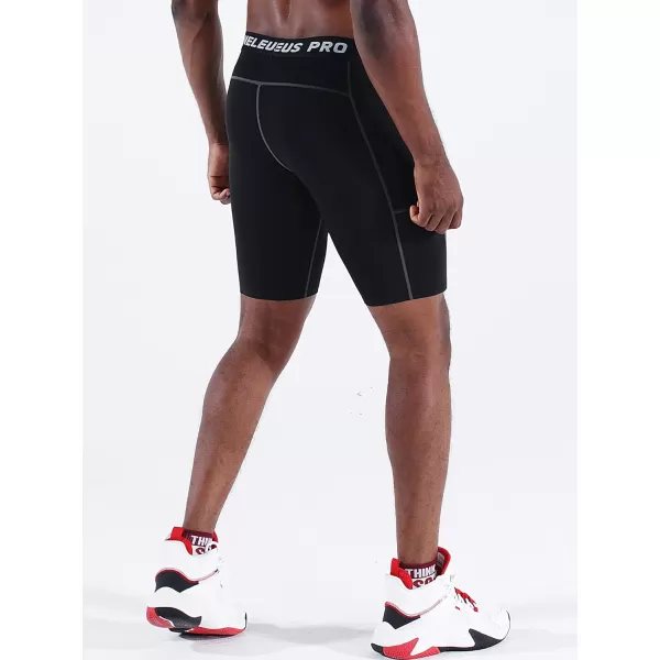 NELEUS Mens Compression Short with Pocket Dry Fit Yoga Running Shorts Pack of 36081 BlackBlackBlack 3 Pack