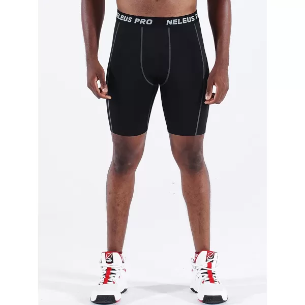 NELEUS Mens Compression Short with Pocket Dry Fit Yoga Running Shorts Pack of 36081 BlackBlackBlack 3 Pack