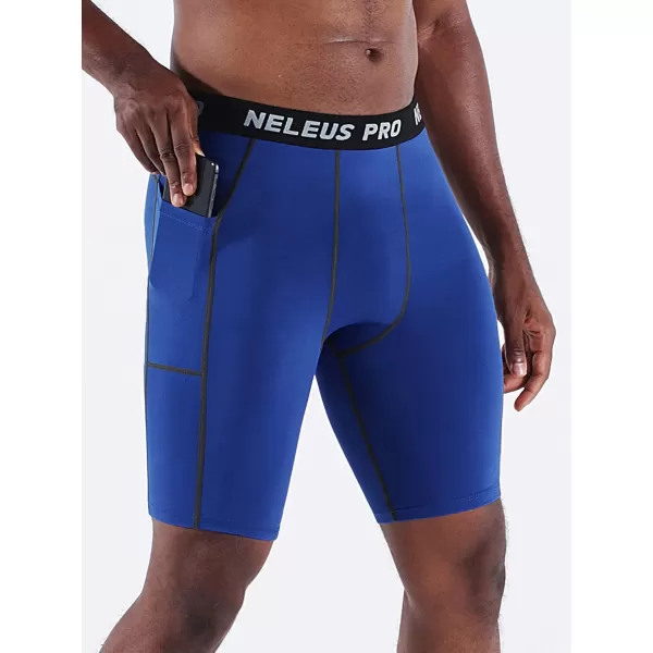 NELEUS Mens Compression Short with Pocket Dry Fit Yoga Running Shorts Pack of 36081 BlackBlueWhite 3 Pack