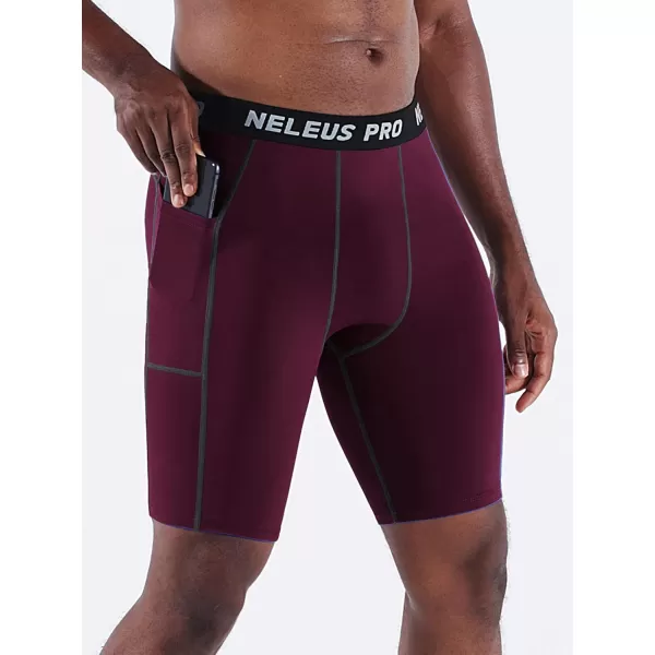 NELEUS Mens Compression Short with Pocket Dry Fit Yoga Running Shorts Pack of 36081 BlackGreyRed3 Pack