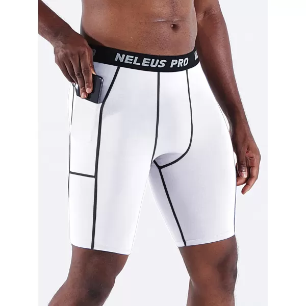 NELEUS Mens Compression Short with Pocket Dry Fit Yoga Running Shorts Pack of 36081 BlackGreyWhite 3 Pack