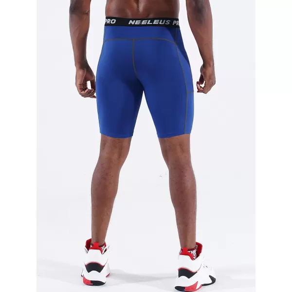 NELEUS Mens Compression Short with Pocket Dry Fit Yoga Running Shorts Pack of 36081 RedNavyBlue3 Pack