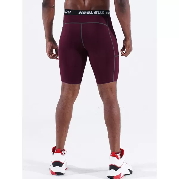 NELEUS Mens Compression Short with Pocket Dry Fit Yoga Running Shorts Pack of 36081 RedNavyBlue3 Pack