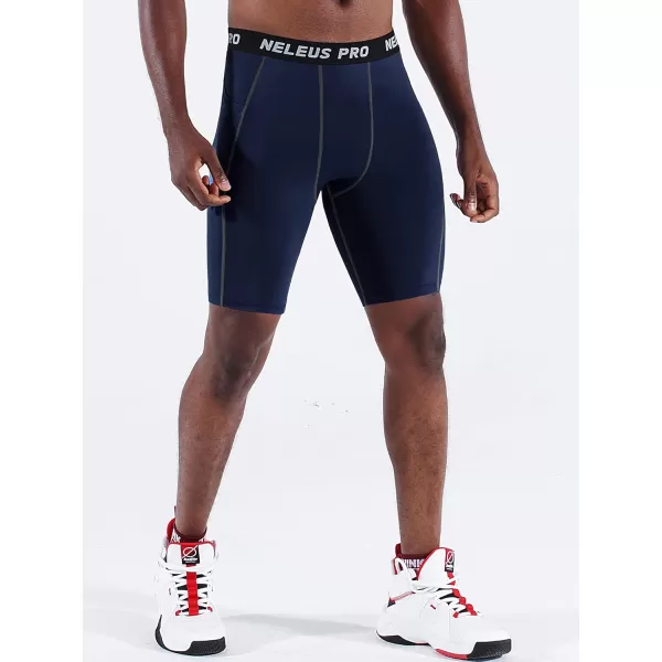 NELEUS Mens Compression Short with Pocket Dry Fit Yoga Running Shorts Pack of 36081 RedNavyBlue3 Pack