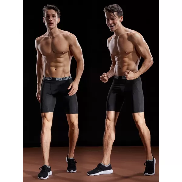 NELEUS Mens Compression Shorts Pack of 36012 BlackBlackBlack3 Pack