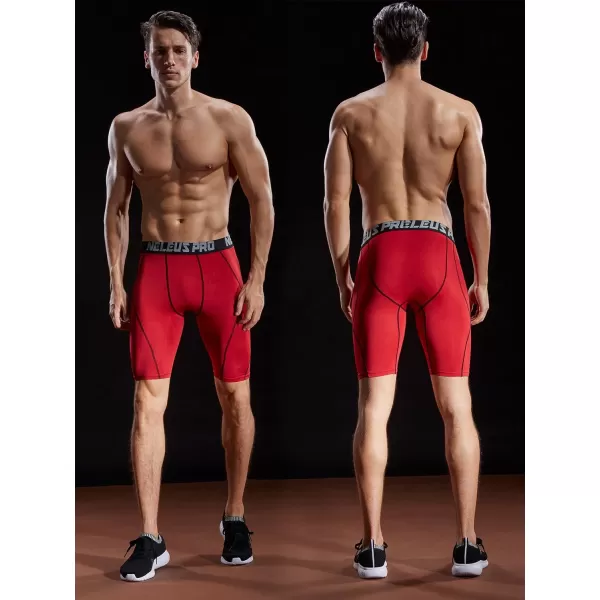 NELEUS Mens Compression Shorts Pack of 36012 BlackGreyRed3 Pack