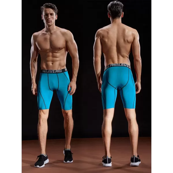 NELEUS Mens Compression Shorts Pack of 36012 BlueLight BlueRed3 Pack