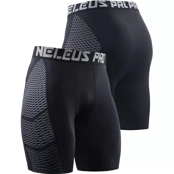 NELEUS Mens Compression Shorts Pack of 36086 BlackBlackBlack3 Pack