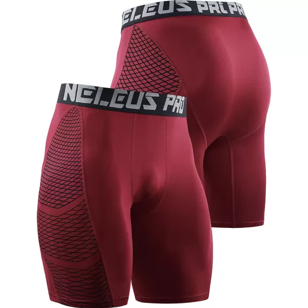 NELEUS Mens Compression Shorts Pack of 36086 BlackGreyRed3 Pack