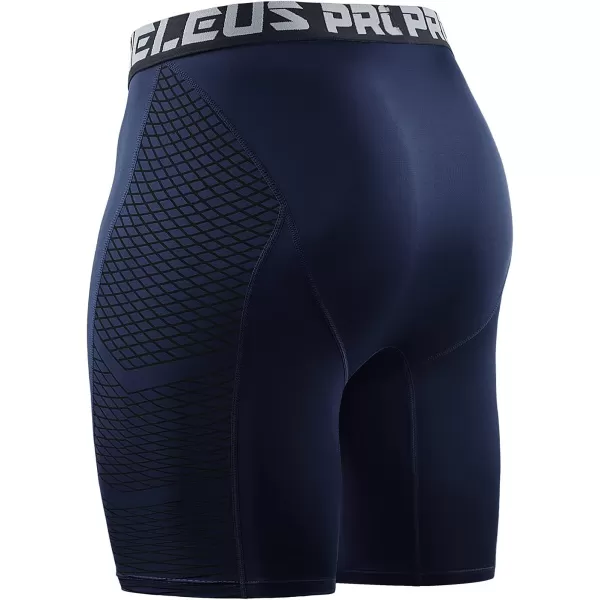 NELEUS Mens Compression Shorts Pack of 36086 RedNavyBlue3 Pack