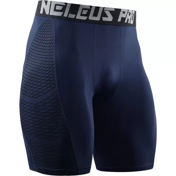 NELEUS Mens Compression Shorts Pack of 36086 RedNavyBlue3 Pack