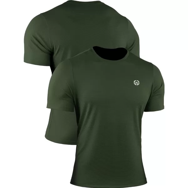 NELEUS Mens Dry Fit Athletic Running Shirt508 NavyBlueOlive Green3 Pack