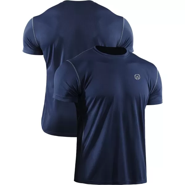 NELEUS Mens Dry Fit Athletic Running ShirtZ027 BlackGreyNavy Blue3 Pack