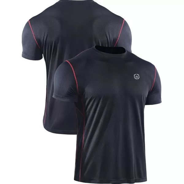 NELEUS Mens Dry Fit Athletic Running ShirtZ027 BlackGreyRed3 Pack