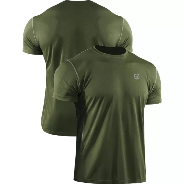 NELEUS Mens Dry Fit Athletic Running ShirtZ027 BlackOlive GreenBlue3 Pack